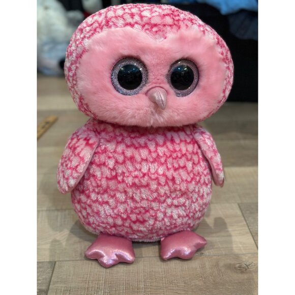 TY LARGE PINK BEANIE BOO OWL PINKY AUGUST 14 - Picture 1 of 10